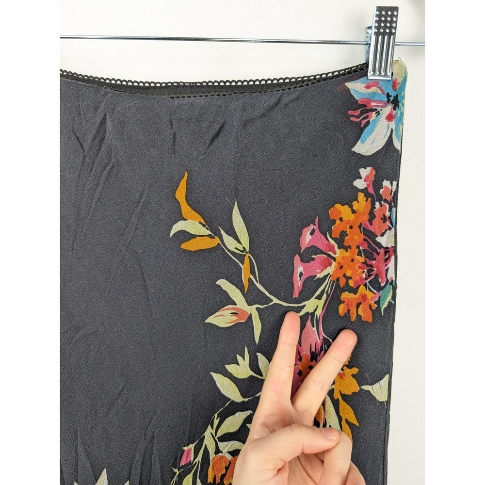 Vintage Y2K Cache 100% Silk Floral Asymmetrical Maxi Skirt Fairy Whimsigoth Twee - Picture 3 of 8